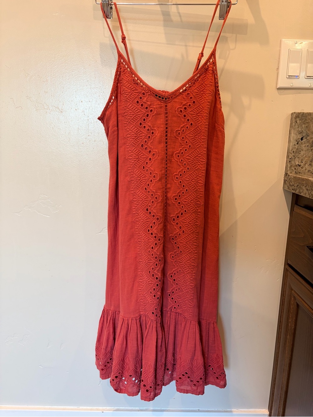 House of Harlow 1960 Coral Eyelet Midi Dress